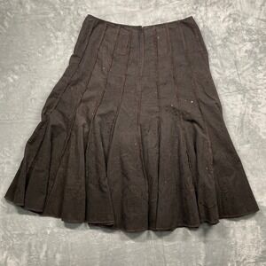 Astuces Corduroy Skirt Women Brown Embroidered Sequin Paneled Midi France M (T2)
